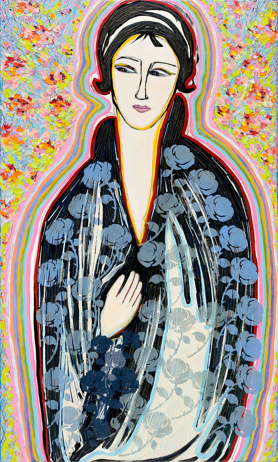 MODIGLIANI MONET ME MONOTRIBES 5 oil on canvas, 60 by 36 inches, 2019, Hermann Lederle