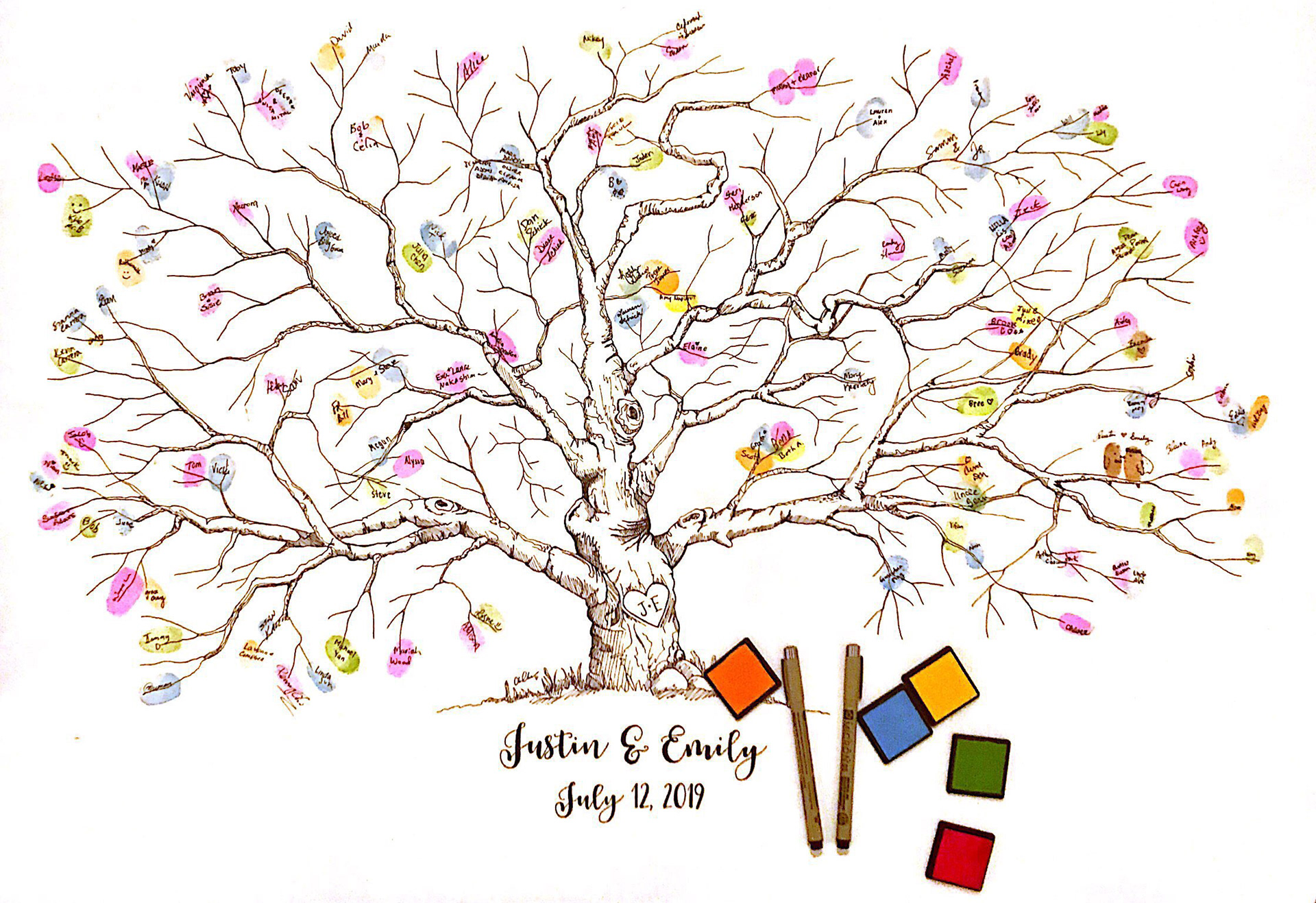 Commission: Wedding Guestbook (After the guests filled it in!)