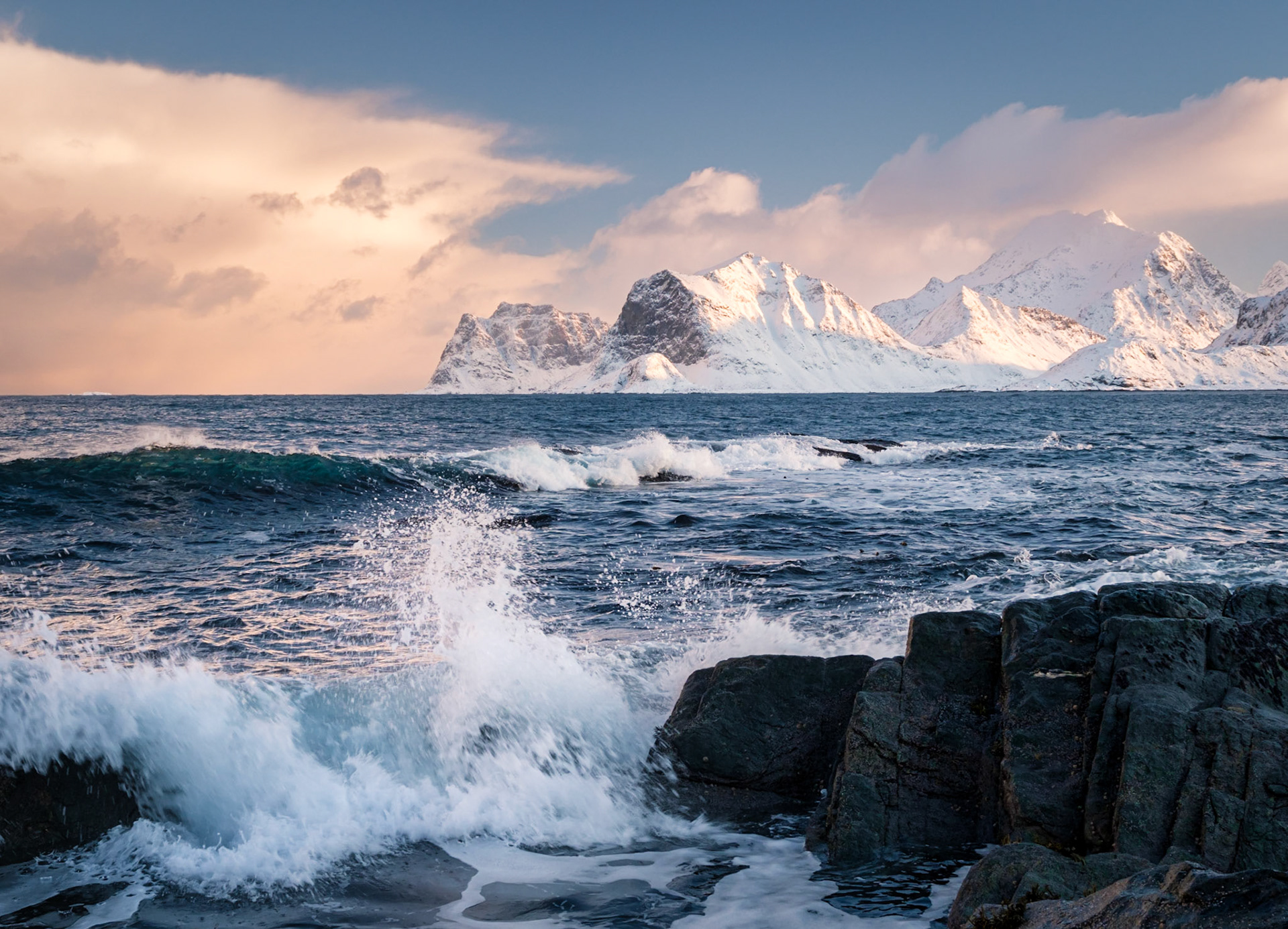 Fantastic early morning light on the Lofoten Beach, Norway