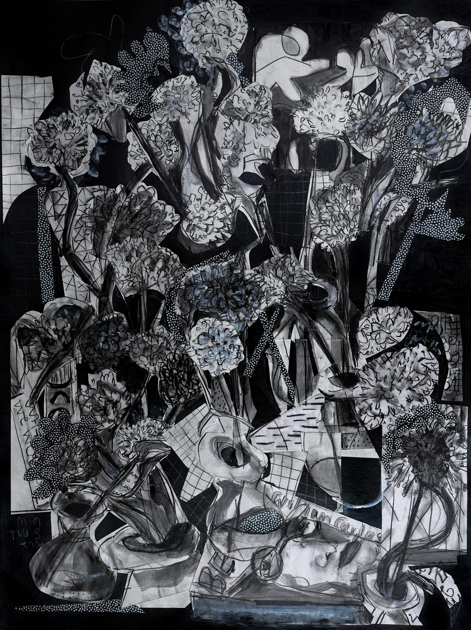 "Black and White Argument of Garlic Blossoms"