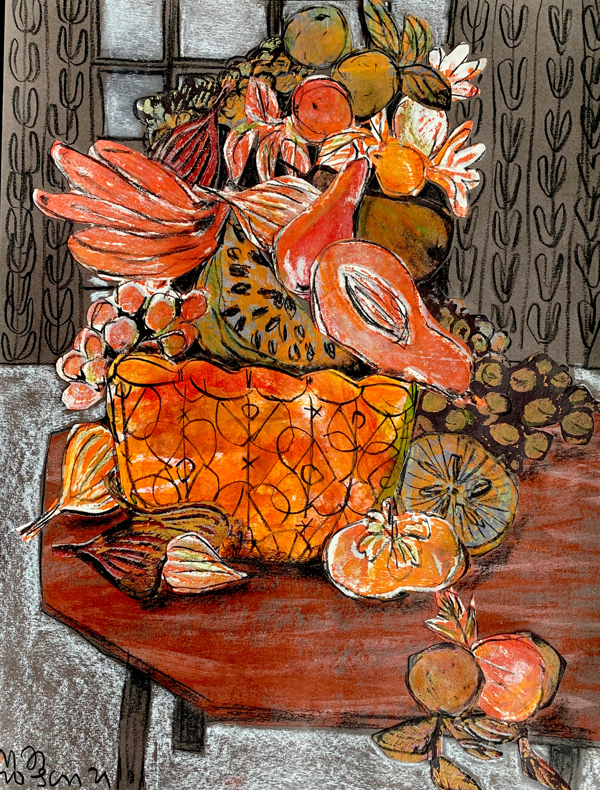 Collage 6, Table with Fruit on Table, 12 x 17, $500