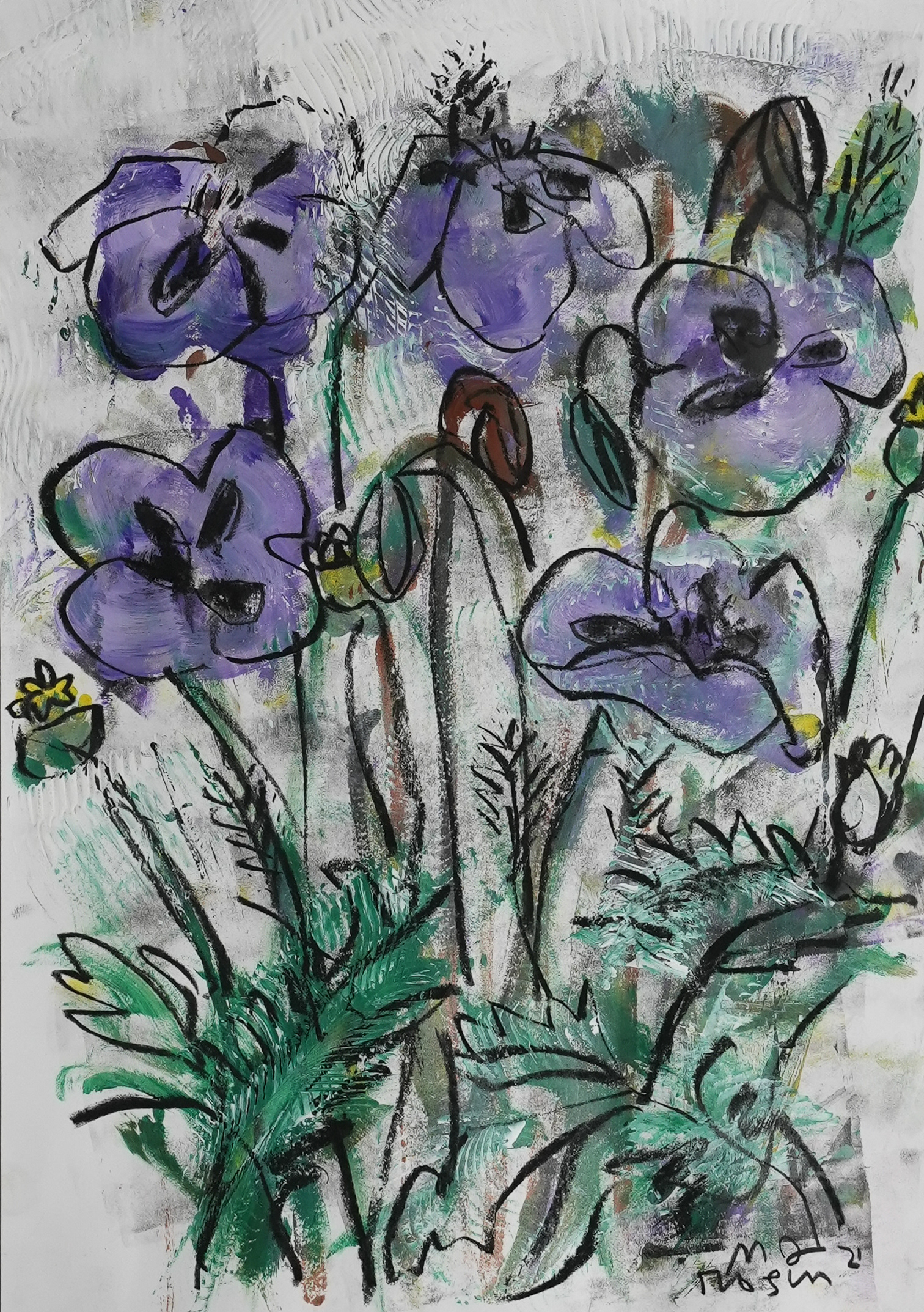 104 / Purple Poppies and Seed Pods, 2, 11 x 15. $275