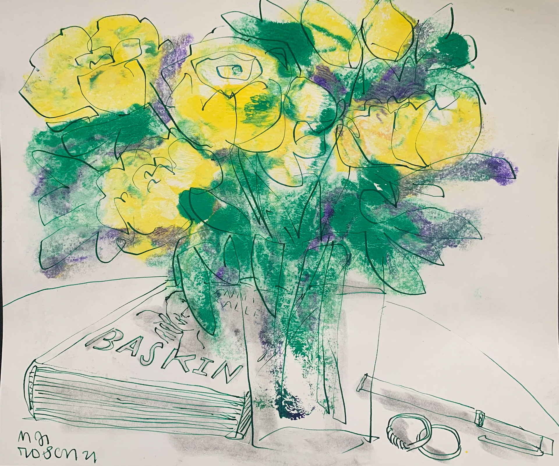 39 / Yellow Peonies Still Life/ 10.5 x 12.5 / $200