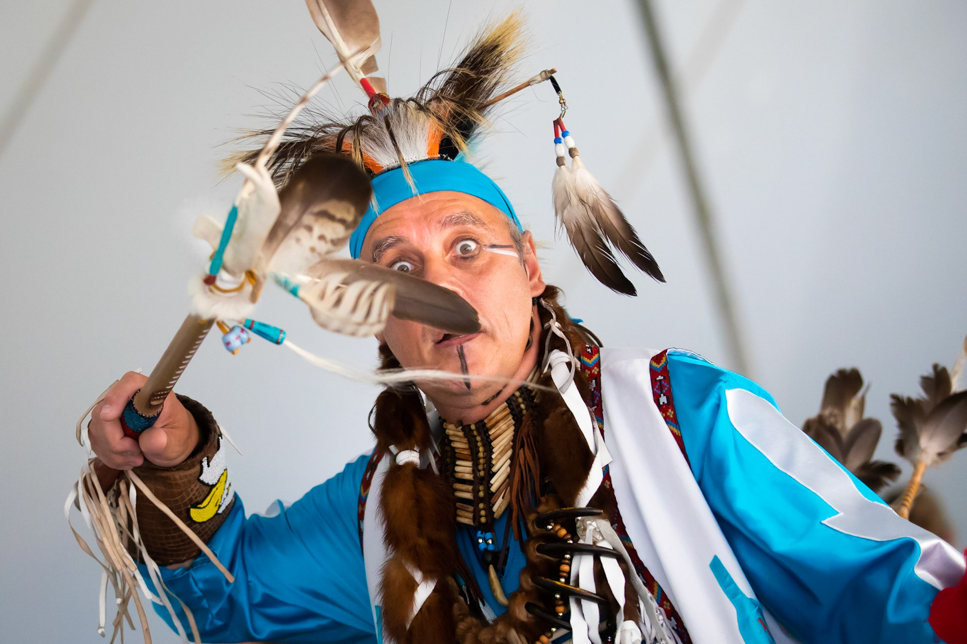 Sylvain Dansereau has his eye on you. First Peoples' House Pow Wow, September 2018. 