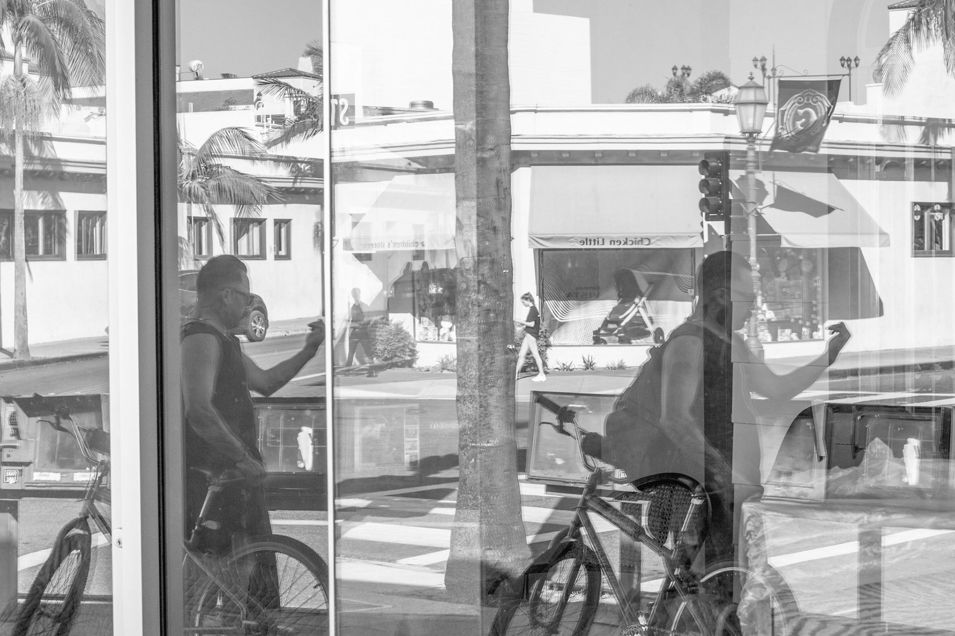Reflected Street Scene, Santa Barbara, 2019