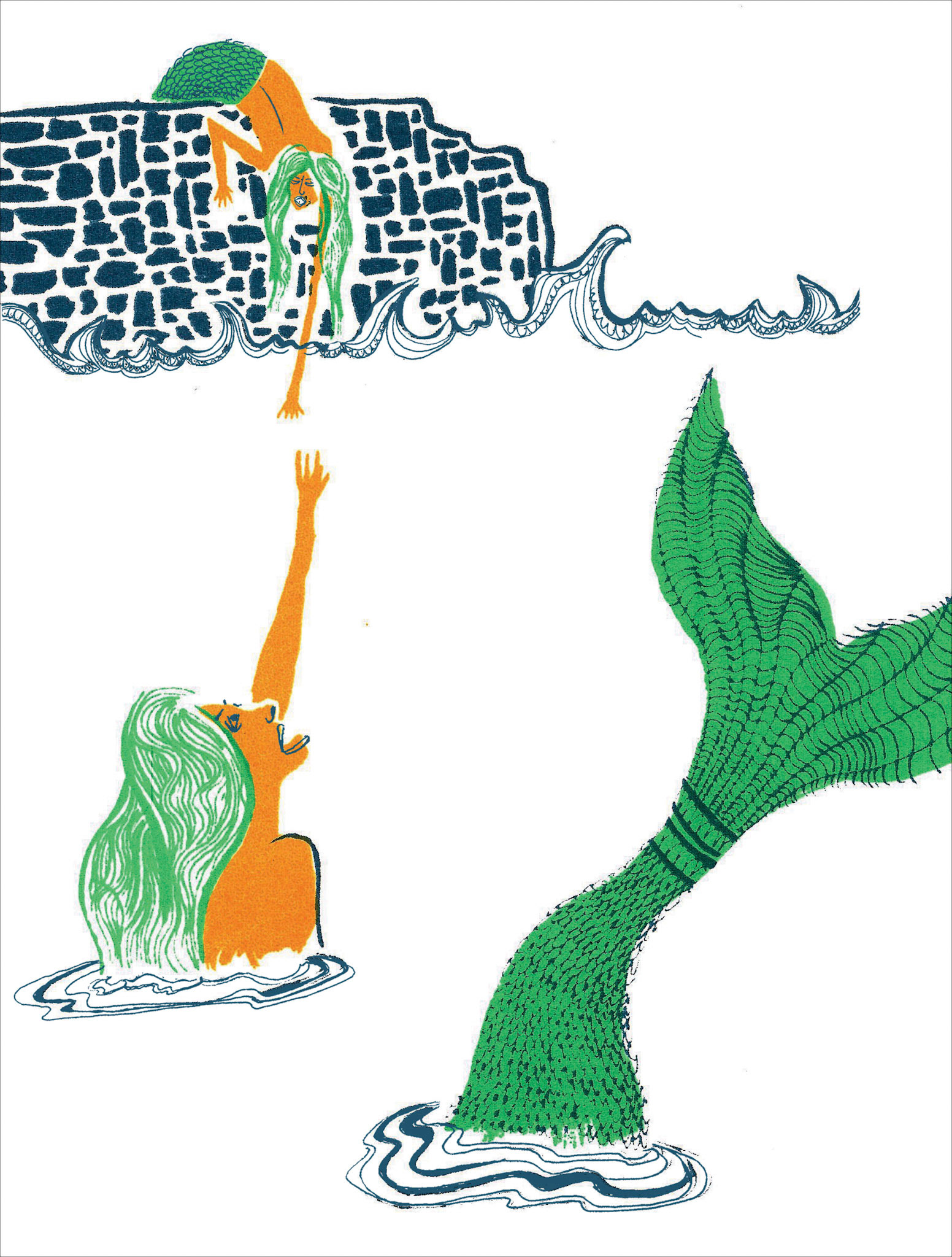 ‘…holding long, wet arms out to more screaming ladies tossing in the waves.’