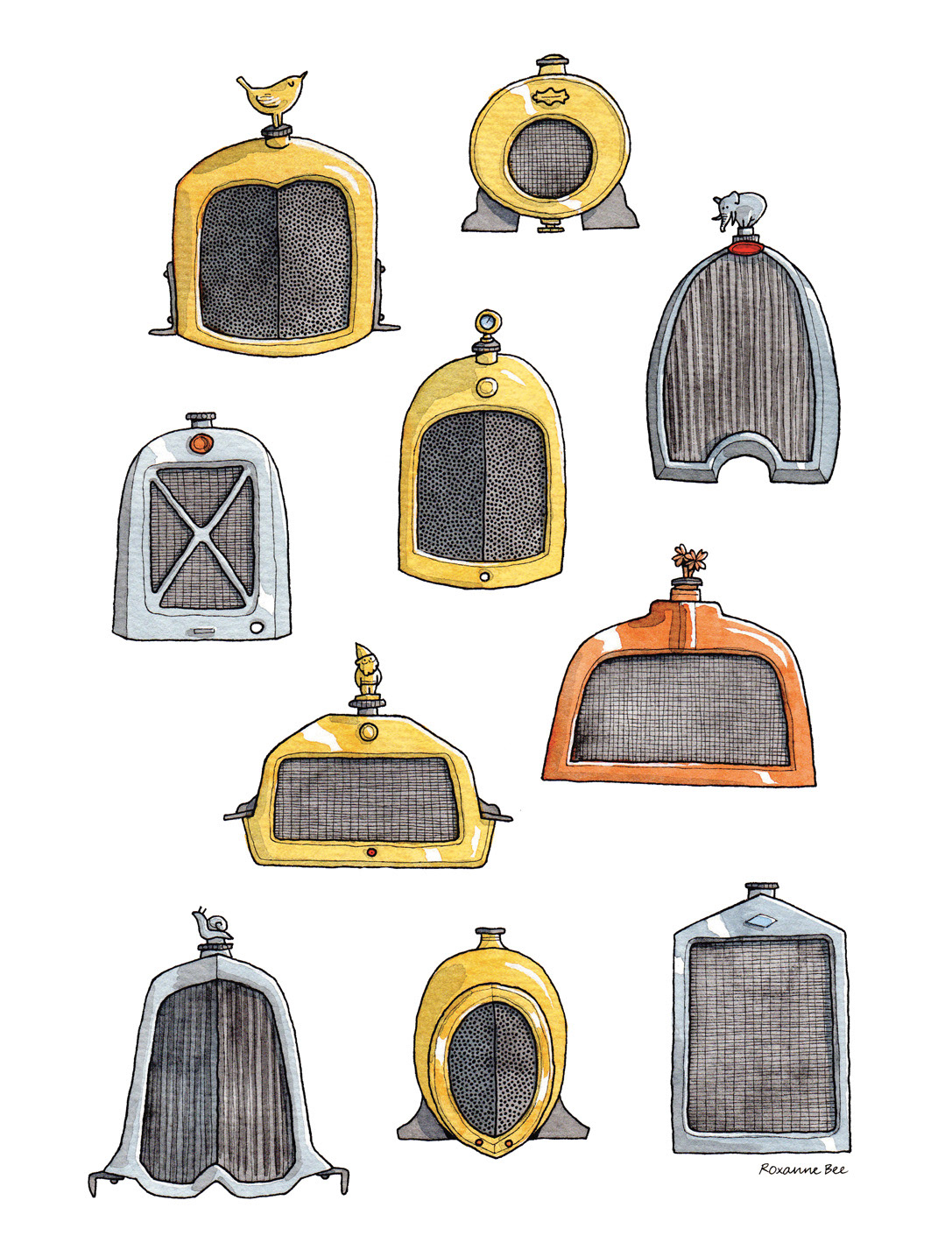 Collection de radiateurs de voitures anciennes