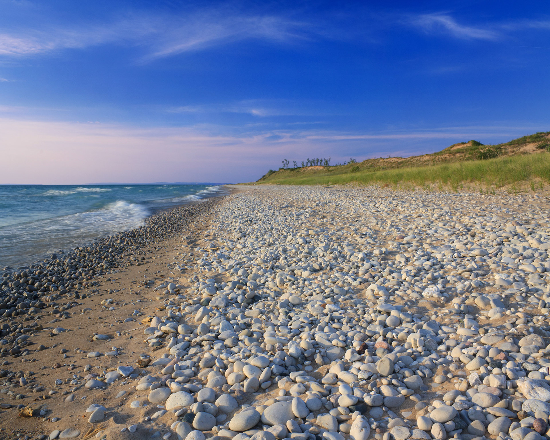 Polished white stones on the shore of Lake Michigan, Sleeping Bear Dunes National Lakeshore