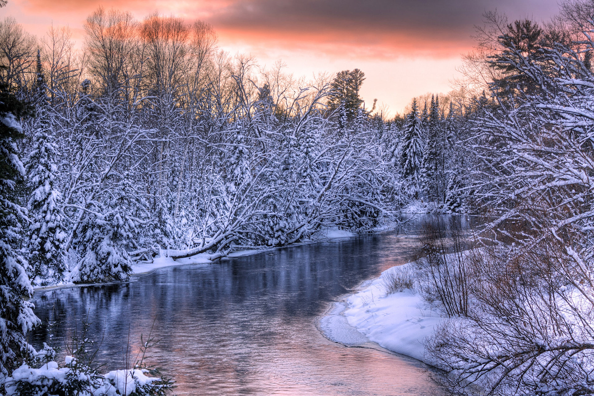 Sunset on the Escanaba River, Gwinn, Michigan