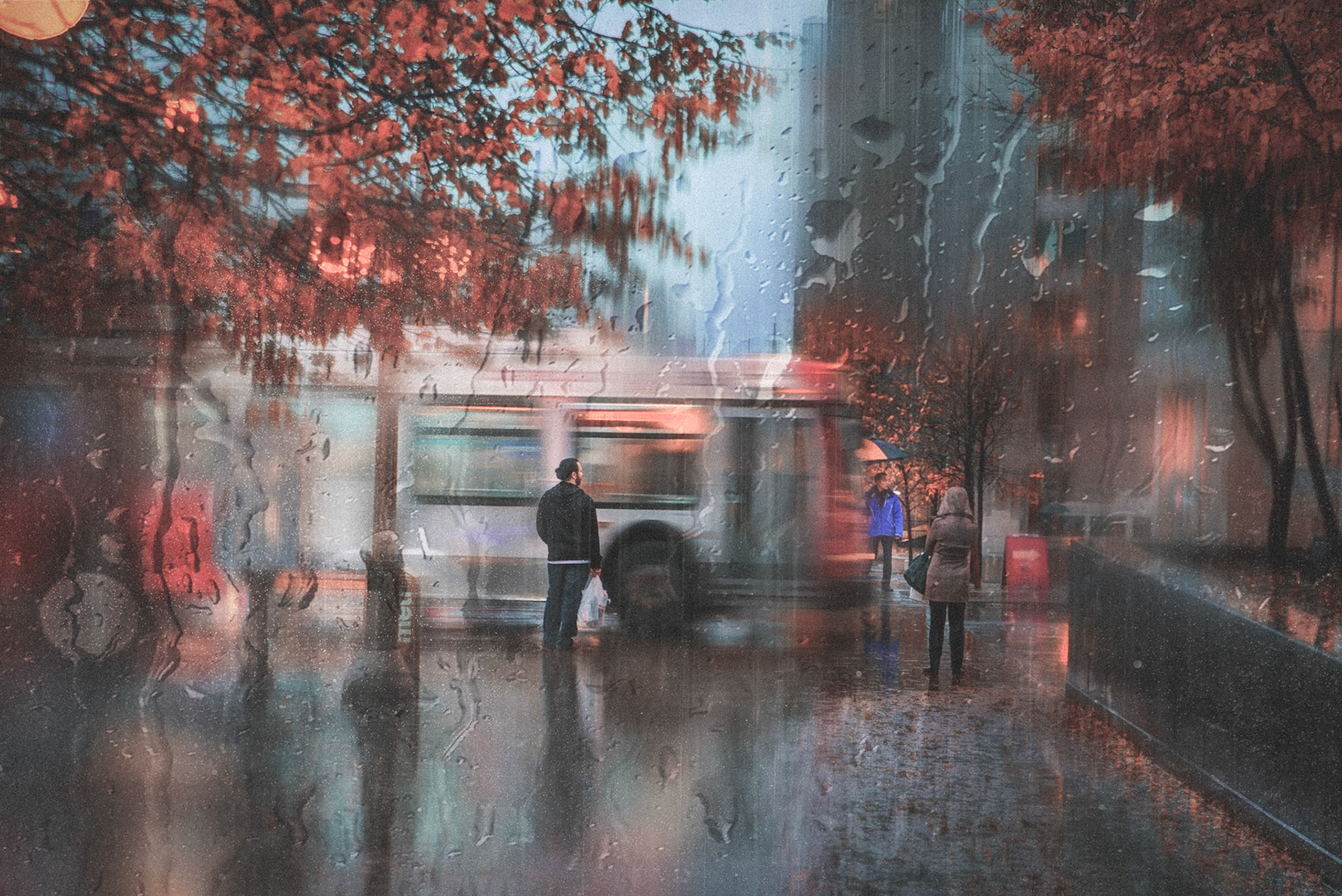 OC Flyer. Pedestrians waiting for traffic to clear to 'get to the other side' on their way home, or out, or someplace else.