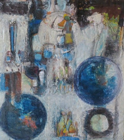 Cecilia Thibes | Mixed media on cardboard with resin | 28 x 29 inches | 2019