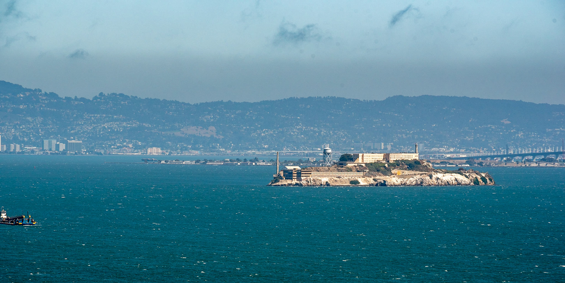 Sun-kissed Alcatraz Island, San Fransisco Bay, California