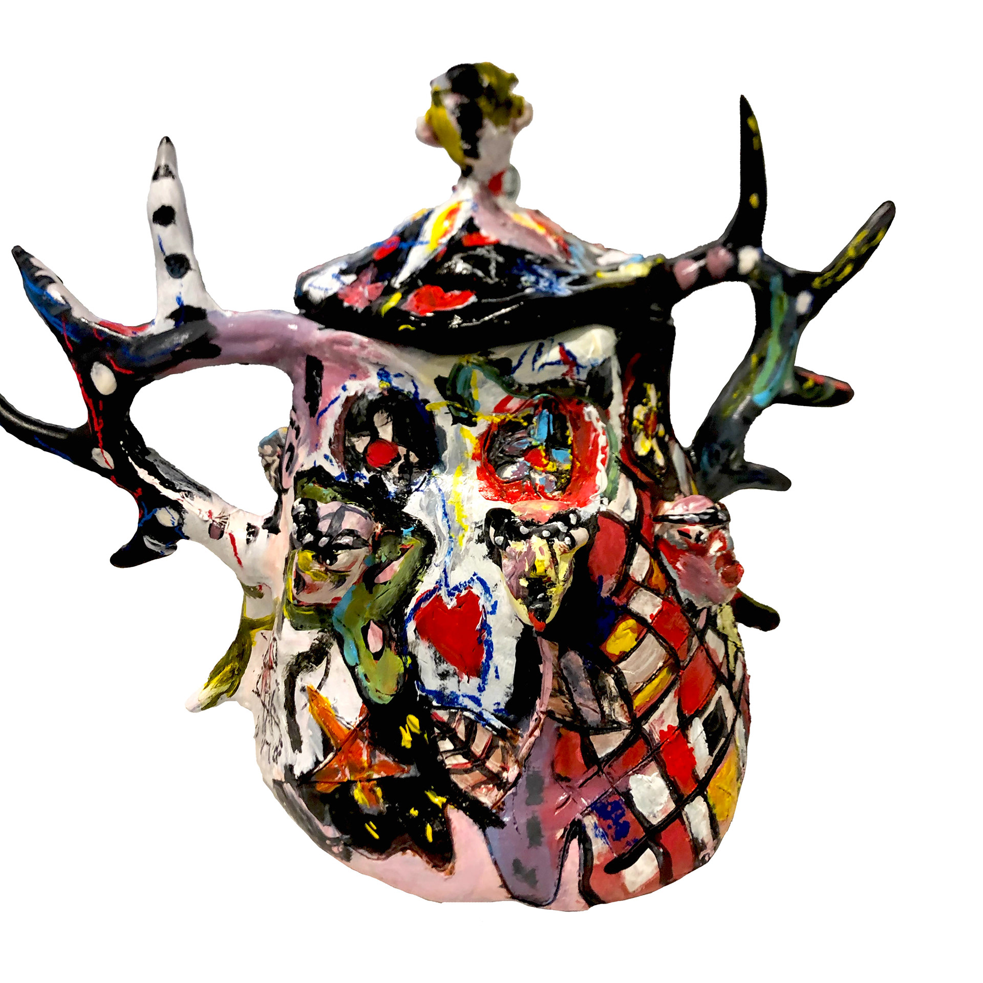 "masochism" (image 2), 2021, clay, acrylic & chalk pastel