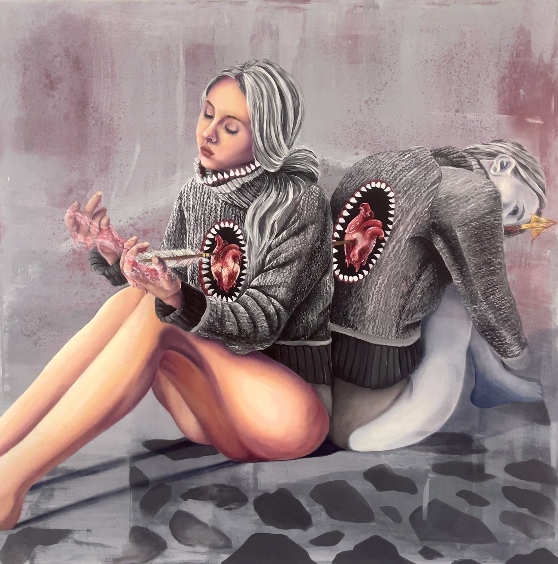 Superficial Wounds, 2021 Acrylic and oil paint on stretched canvas30x30in