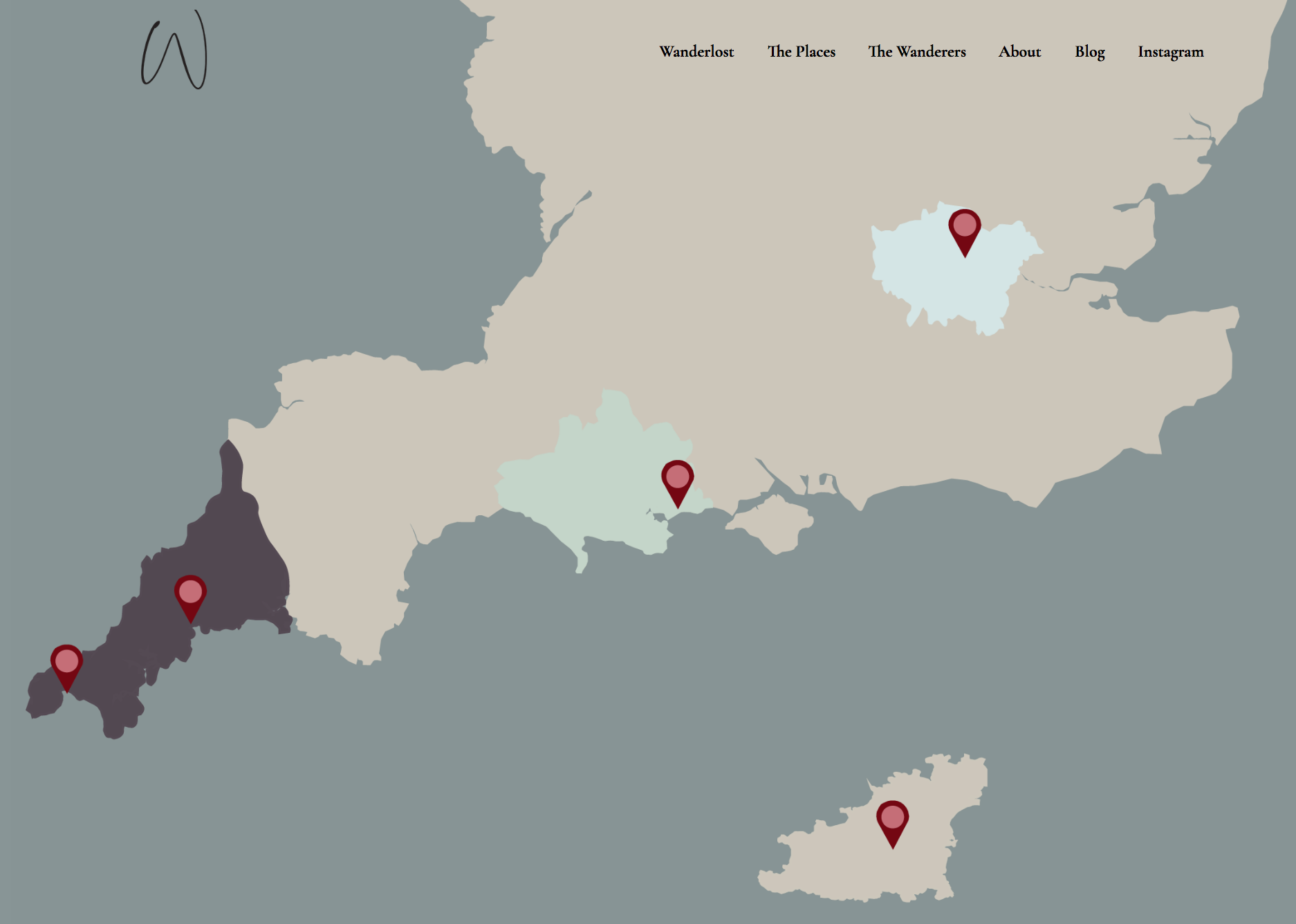 Map of the southern tip of England. Created using Adobe Illustrator.
