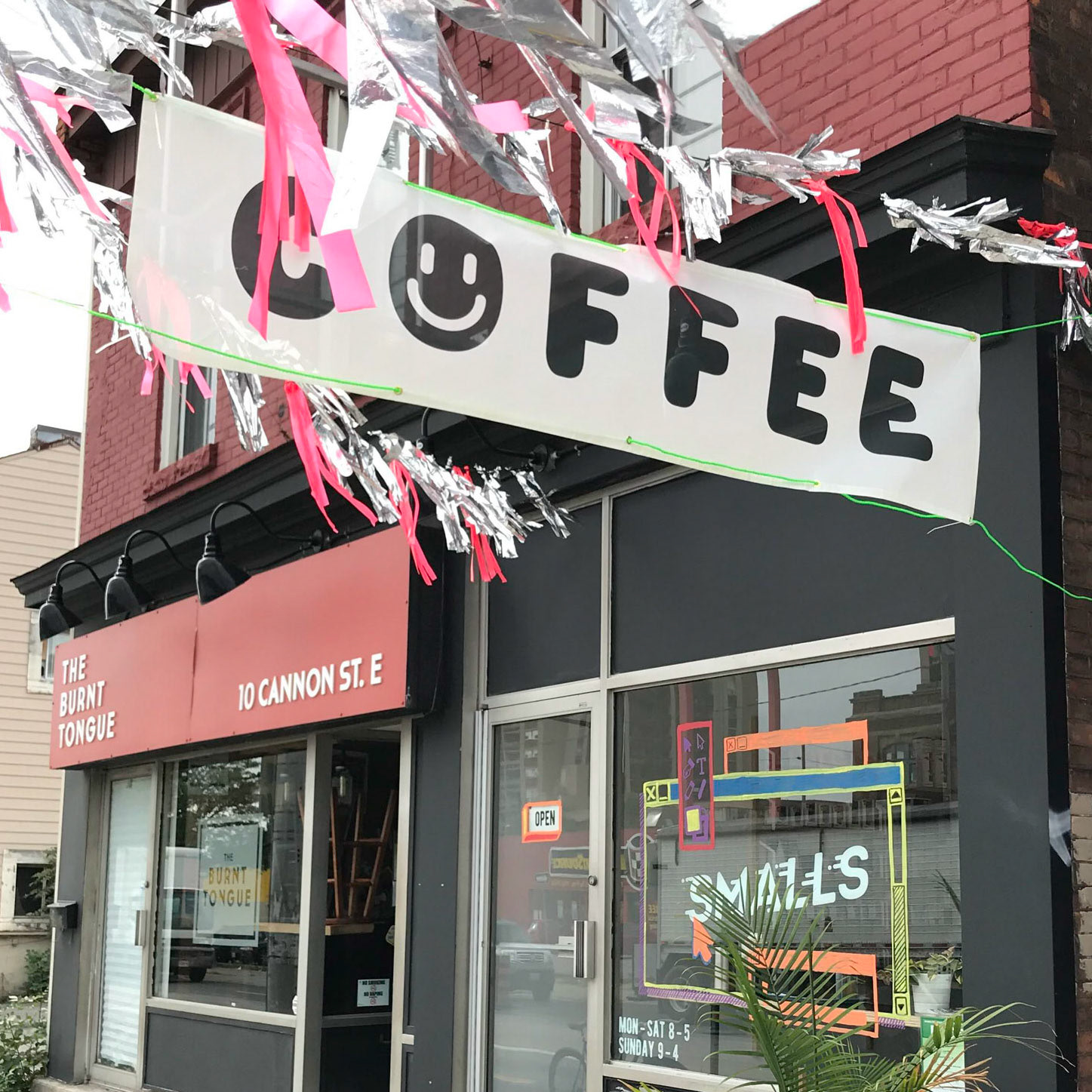 Mesh banner for Smalls Coffee. Digital print.