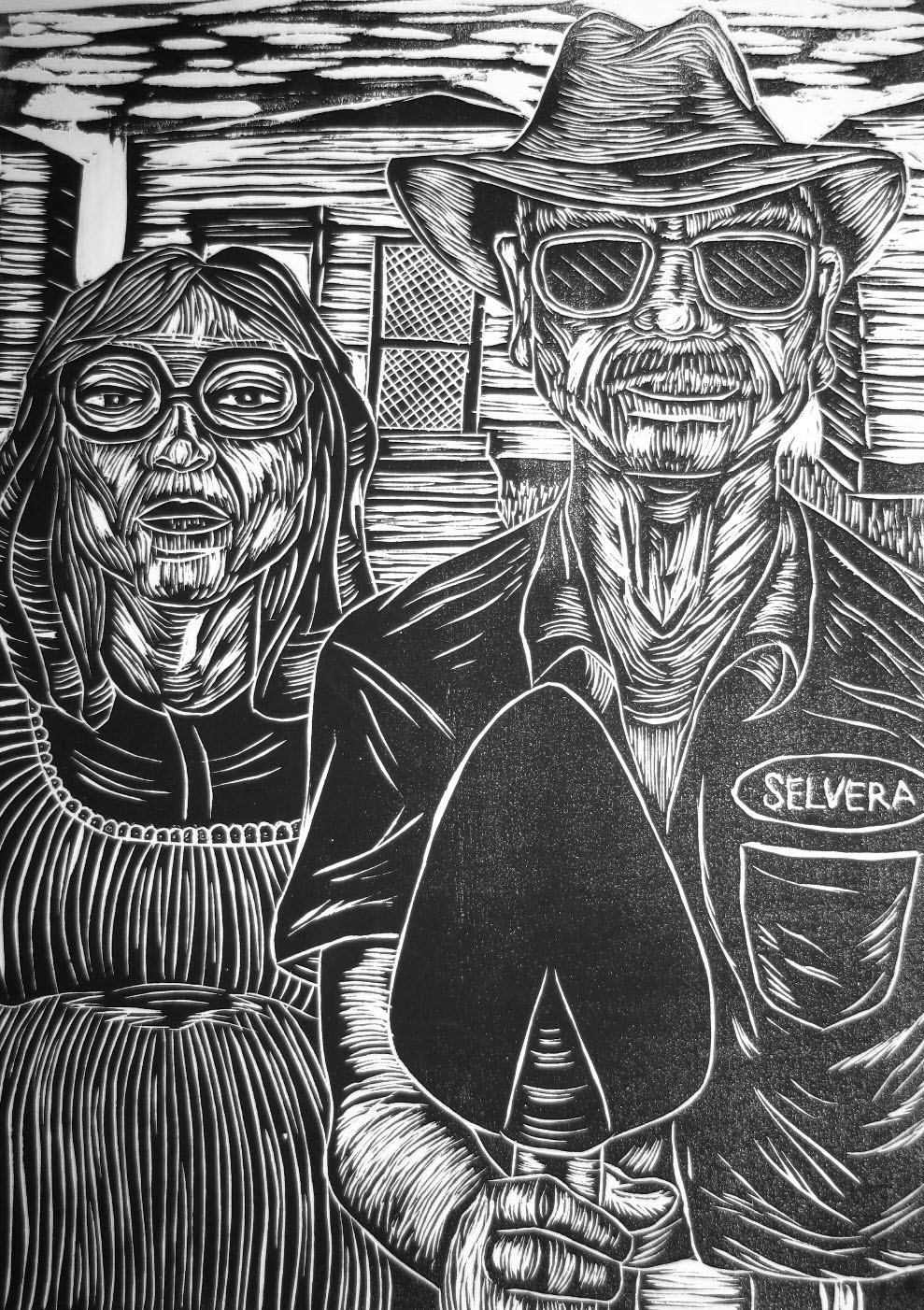 Mis Abuelos (Woodcut)