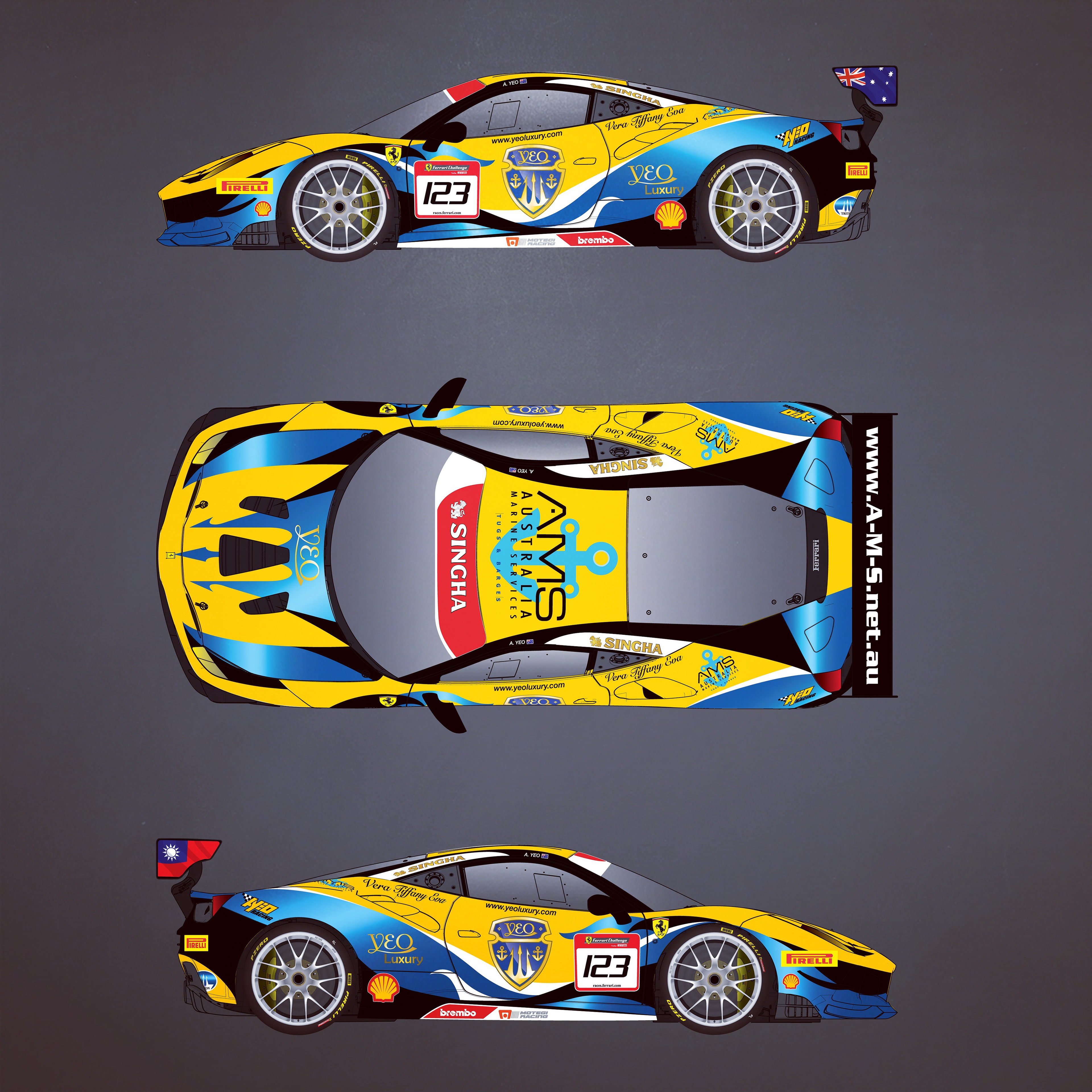 This livery was planned to be wrapped and officially unveiled for the 2019 Ferrari Challenge Asia Pacific Championship. These are the final 2 design options submitted.