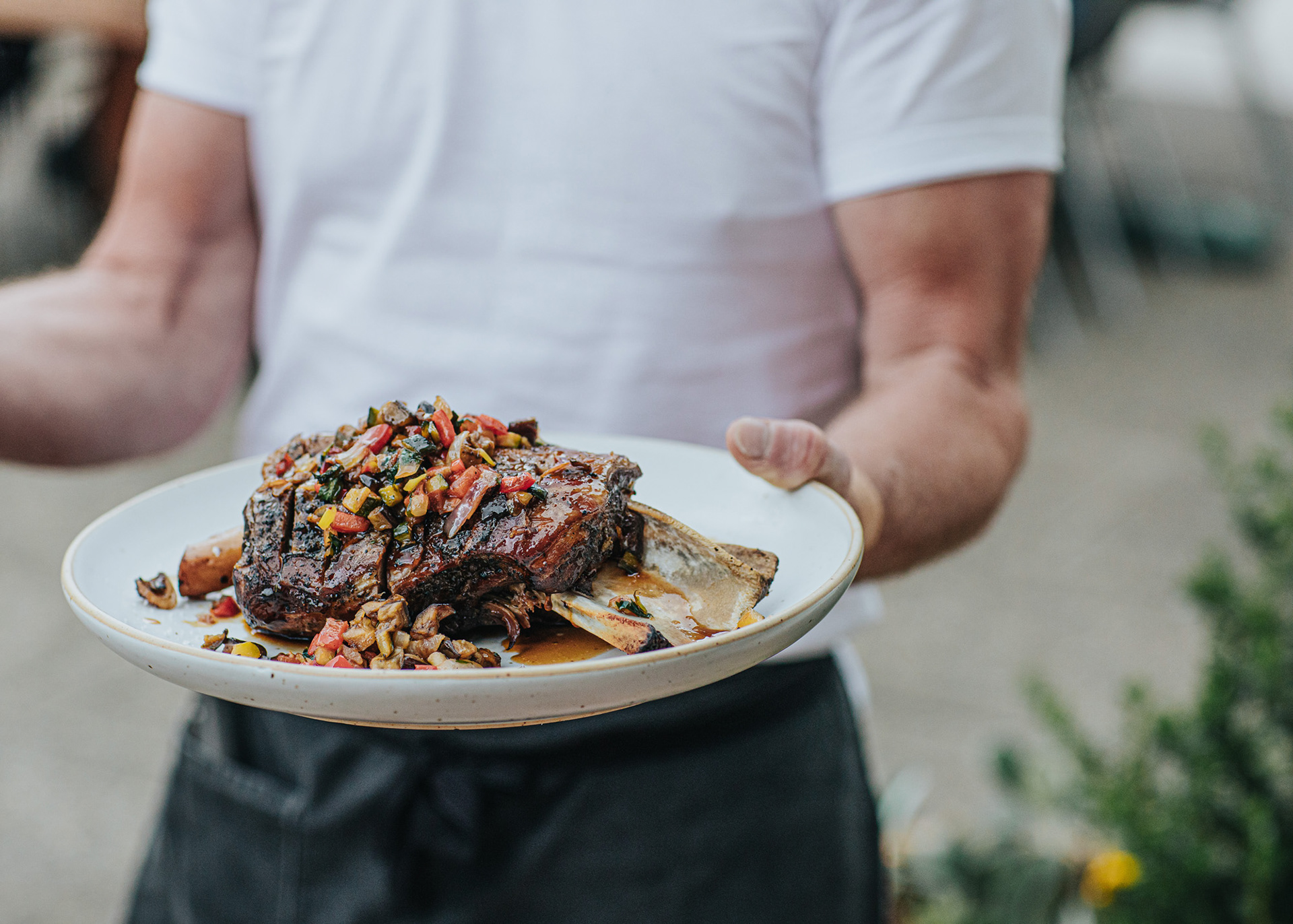 Shared plates for Wallingford lunch guests being delivered to the tables