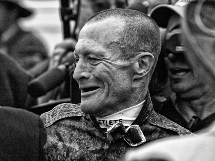 Calvin Borel just after winning the Kentucky Derby on Mine That Bird (50-1)