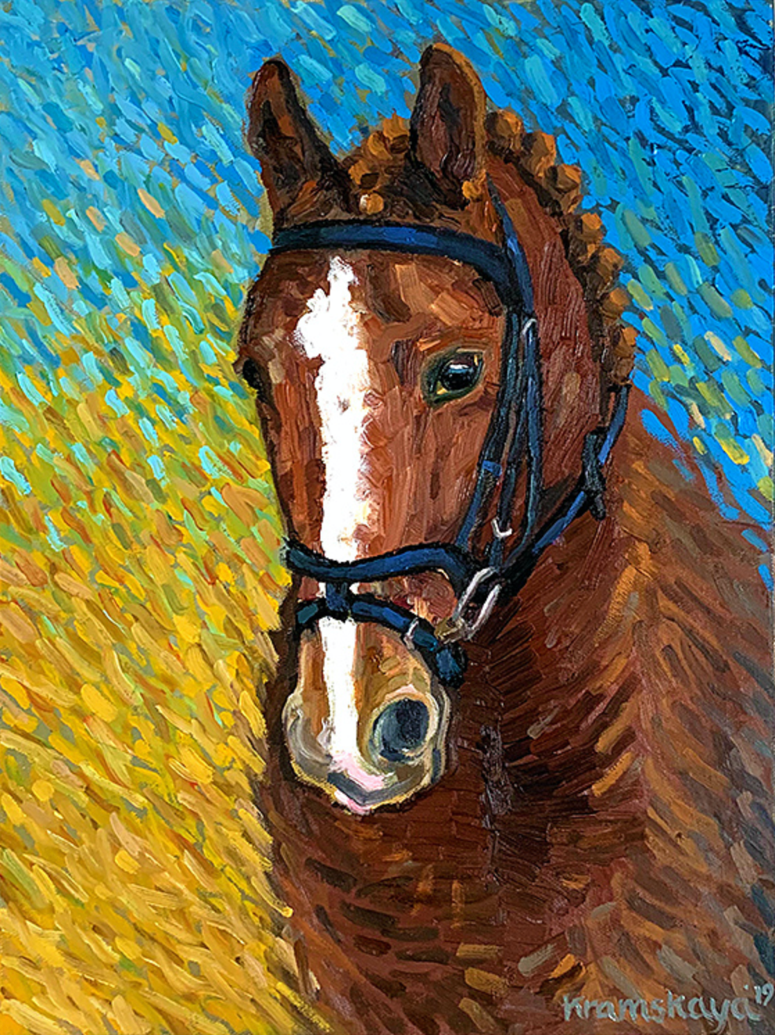 N. Kramskaya, custom horse oil painting portrait 2019