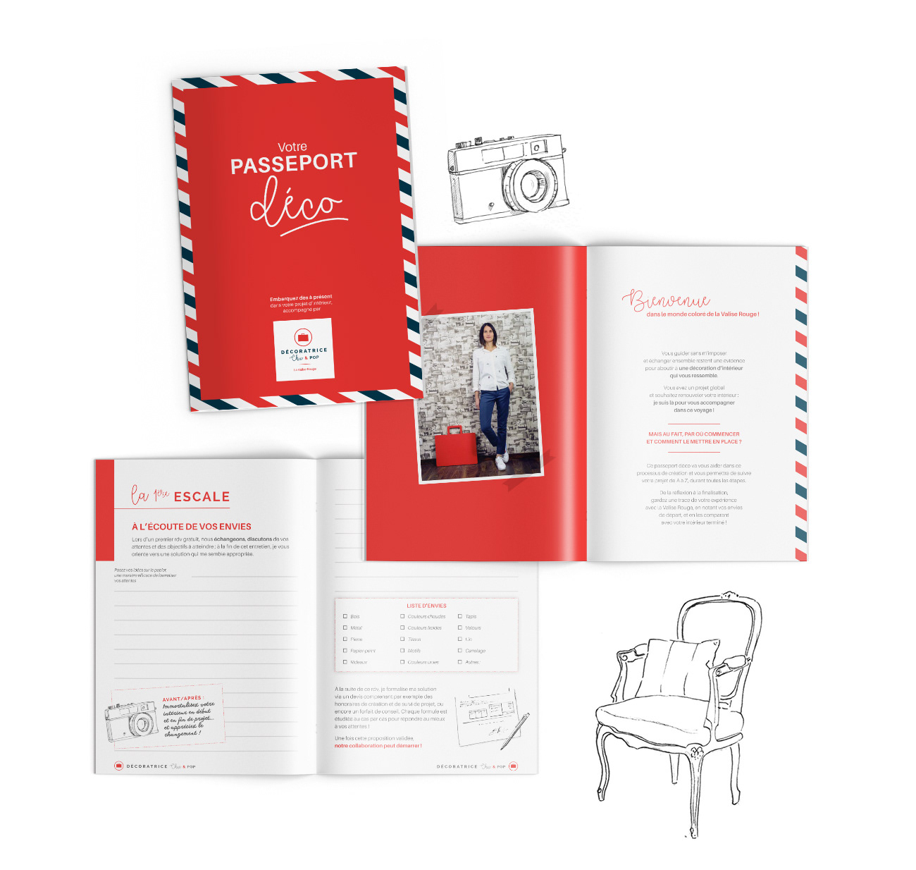 passeport déco, dépliant 12 pages, mise en page d'un passeport conceptuel