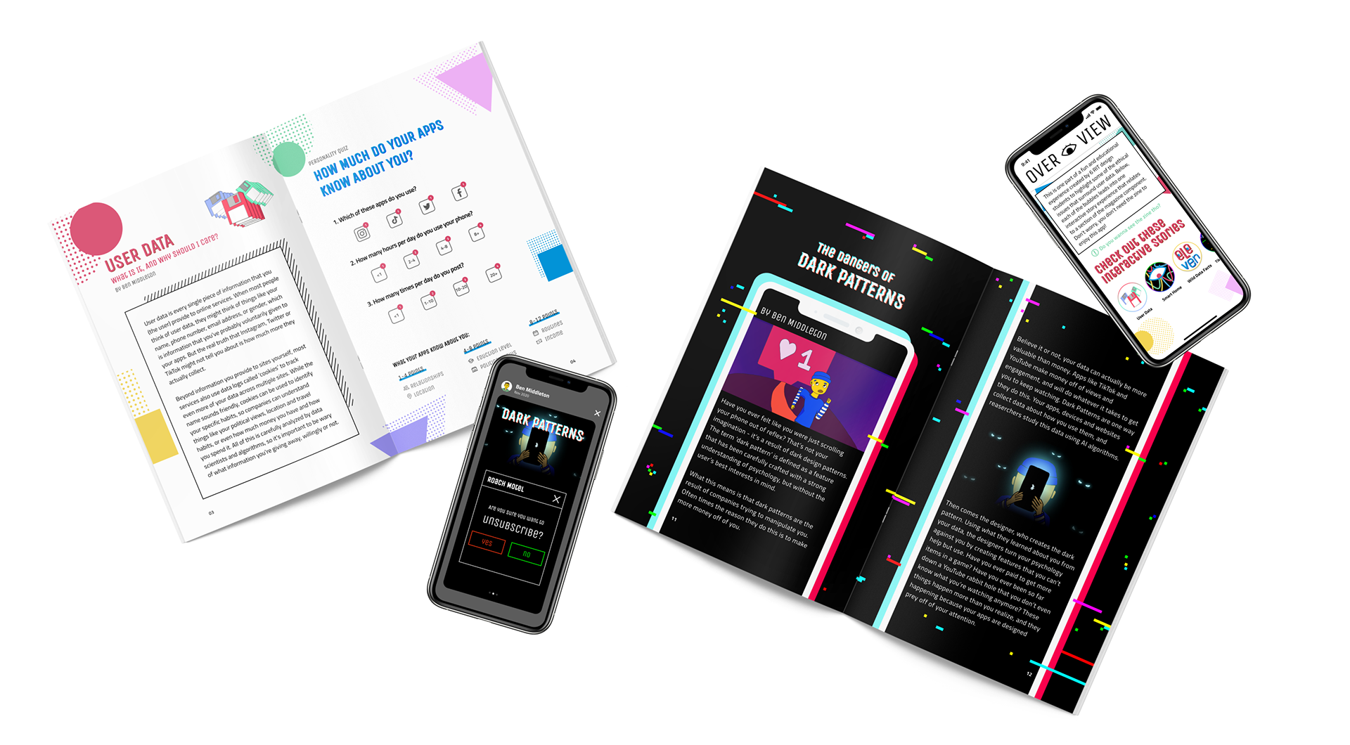 2 Magazine Spreads and 2 mobile designs