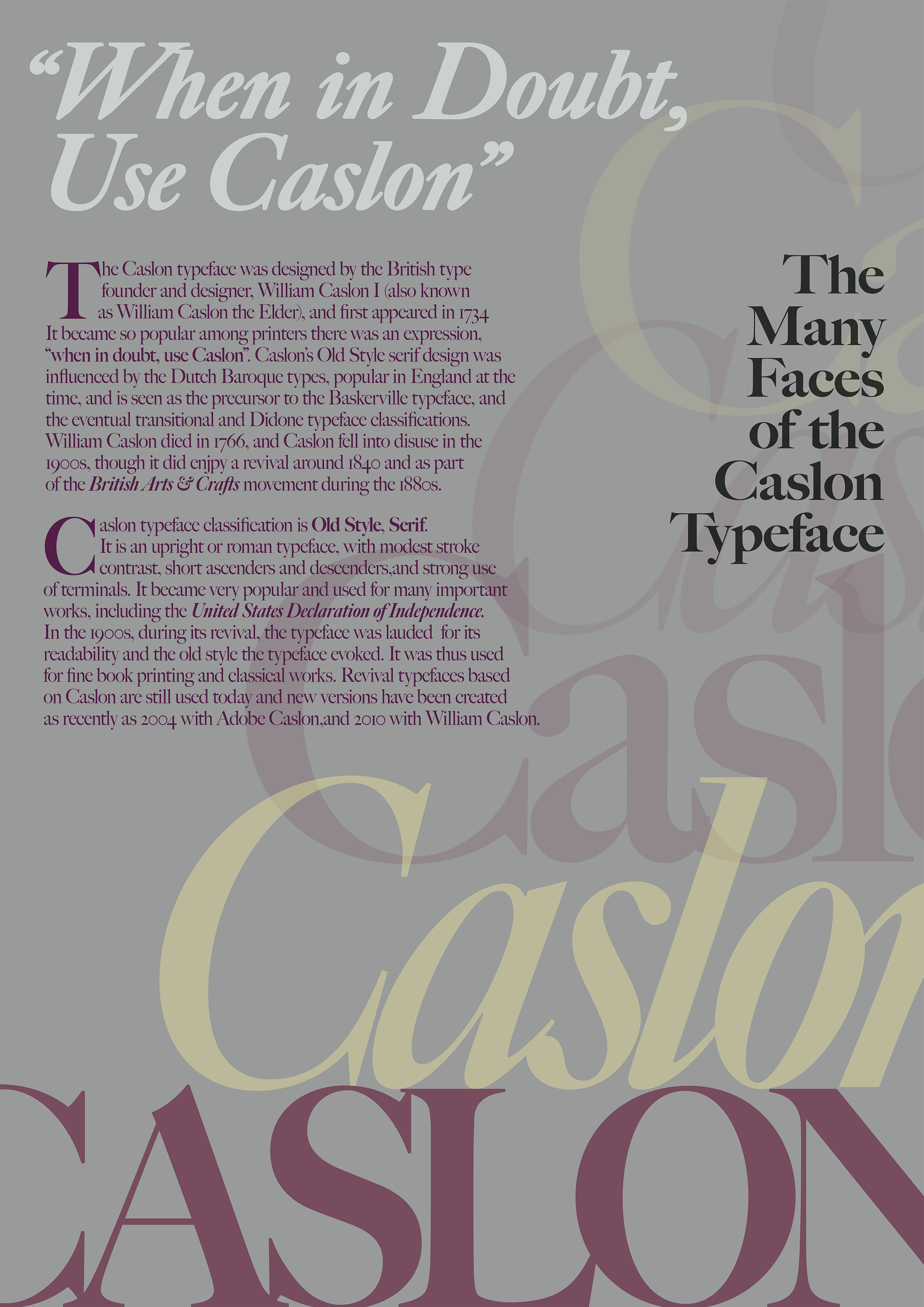 Caslon typeface typography poster