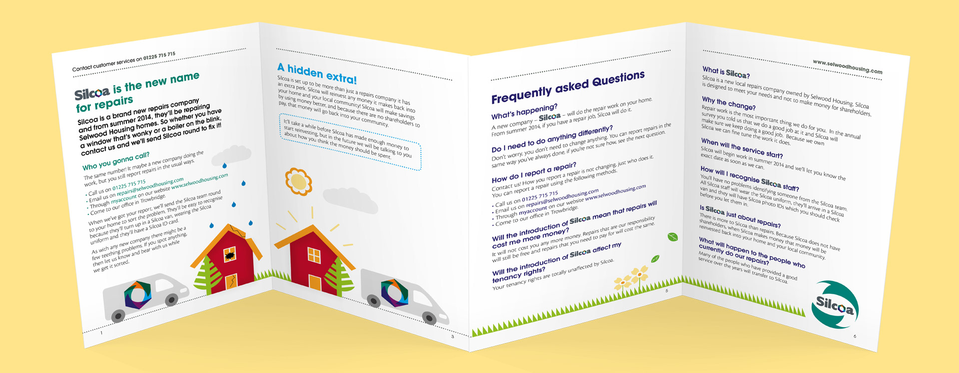 The inside of a 4 fold Silcoa brochure