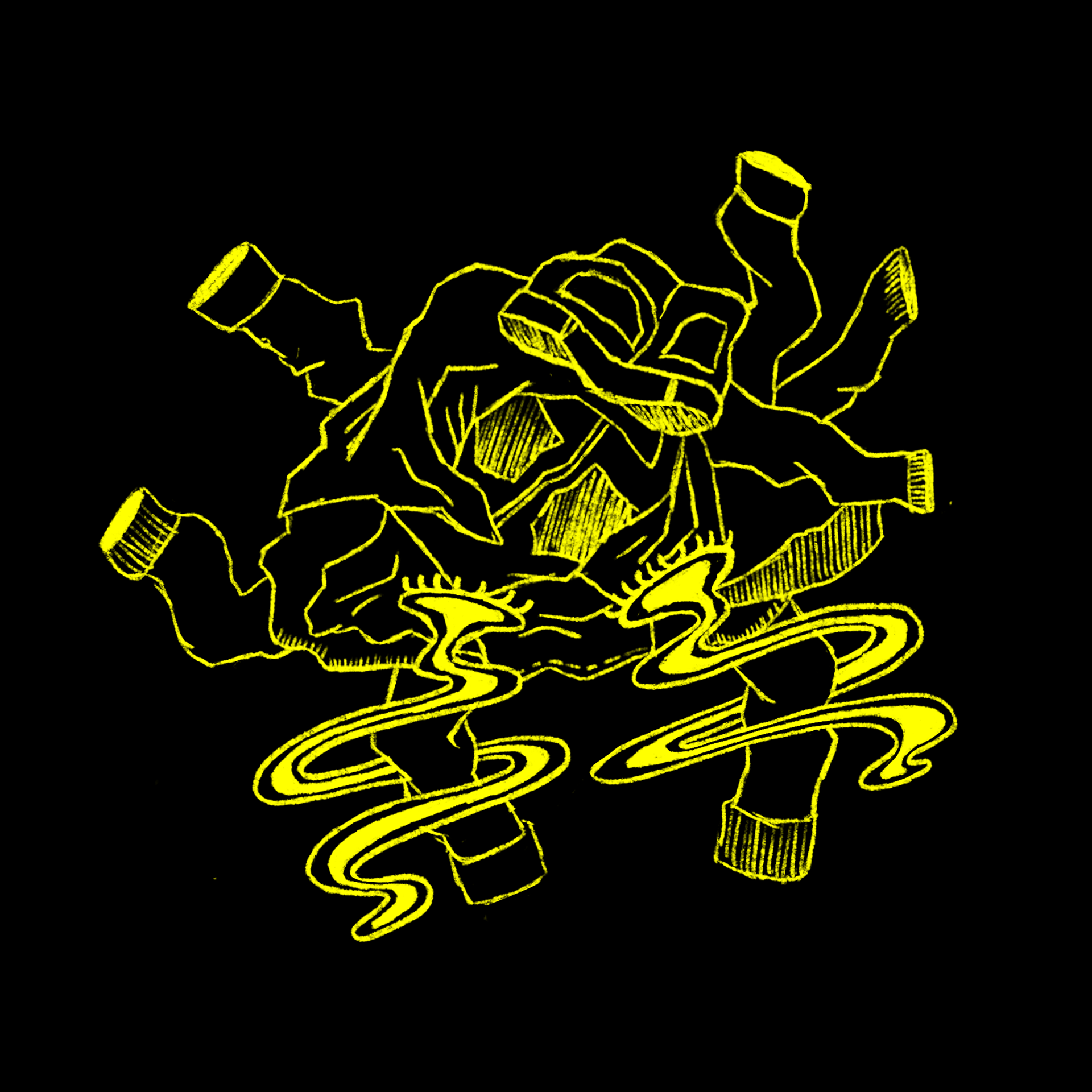 Fast Fashion Yokai, by Navira T. "This Yokai haunts companies that use fast fashion in their business and can track every single item created by companies and the shorter the path it takes for the items to reach the dumps, the bigger it grows. They blob around and float like filthy clouds, haunting the companies that continue to make it grow bigger."