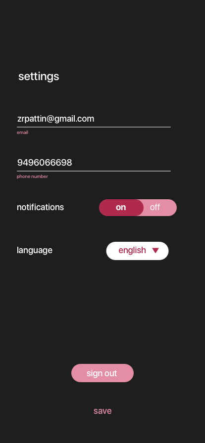 profile settings