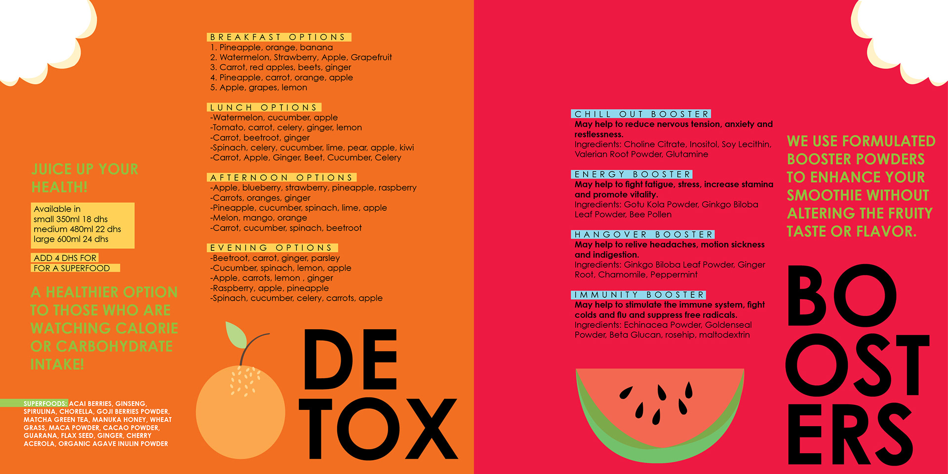 Beautiful 88 Modern Juice Center Menu Card