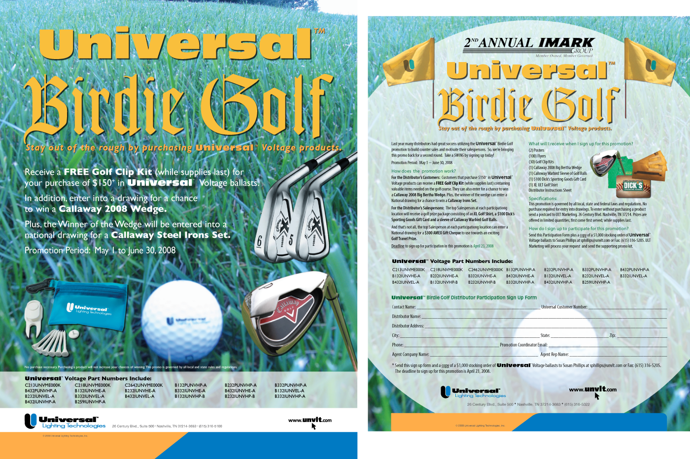 Universal Birdie Golf Marketing Promotion Poster and Entry Form with Photography and Graphic Design