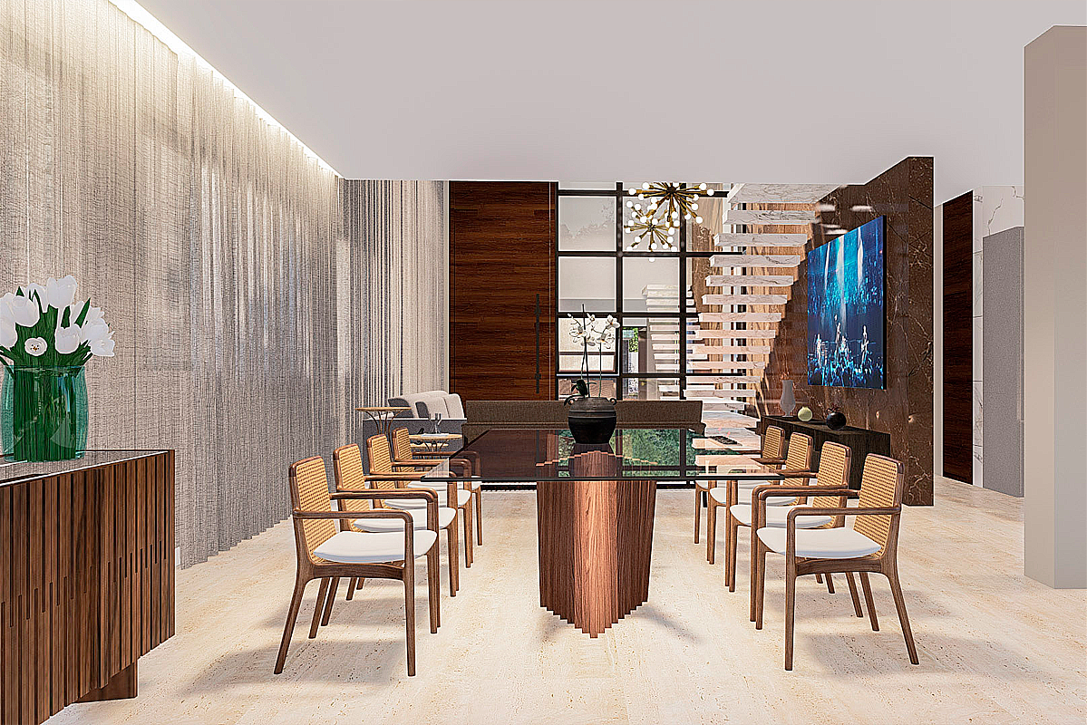 Integrar espaços e propiciar convivências afetivas: Sala de jantar, espaço gourmet,
