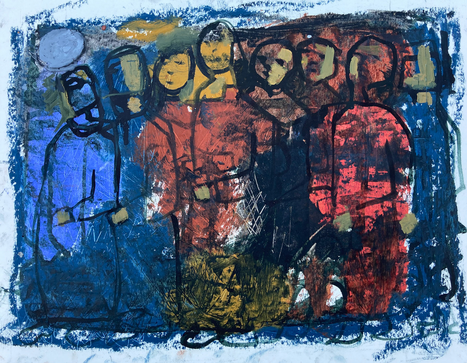 'PILGRIMS ' oil on board 40 x 50cm
