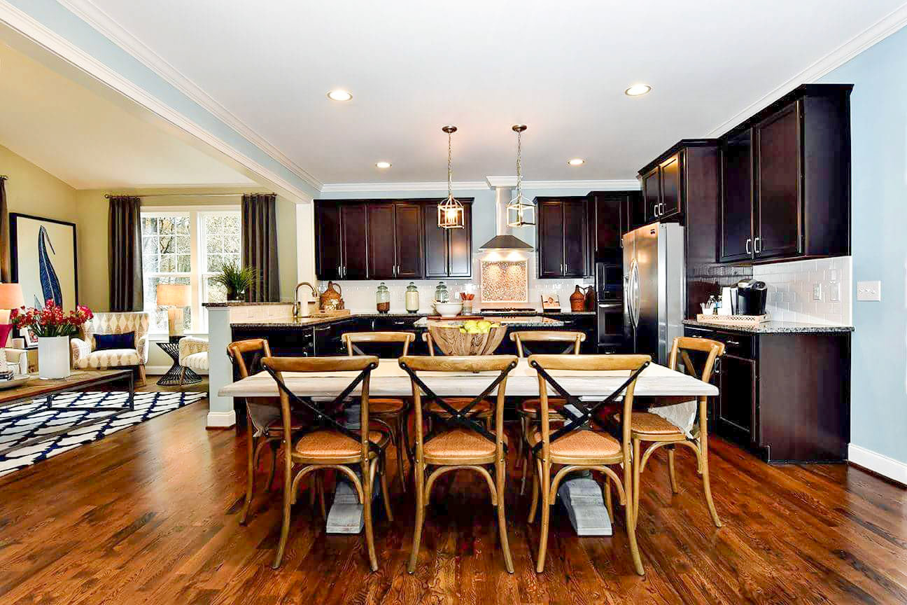 Personal Selections: Tile, flooring, and lighting. Other selections made by Model Home Interiors. Photo Credit: Stanley Martin Homes.