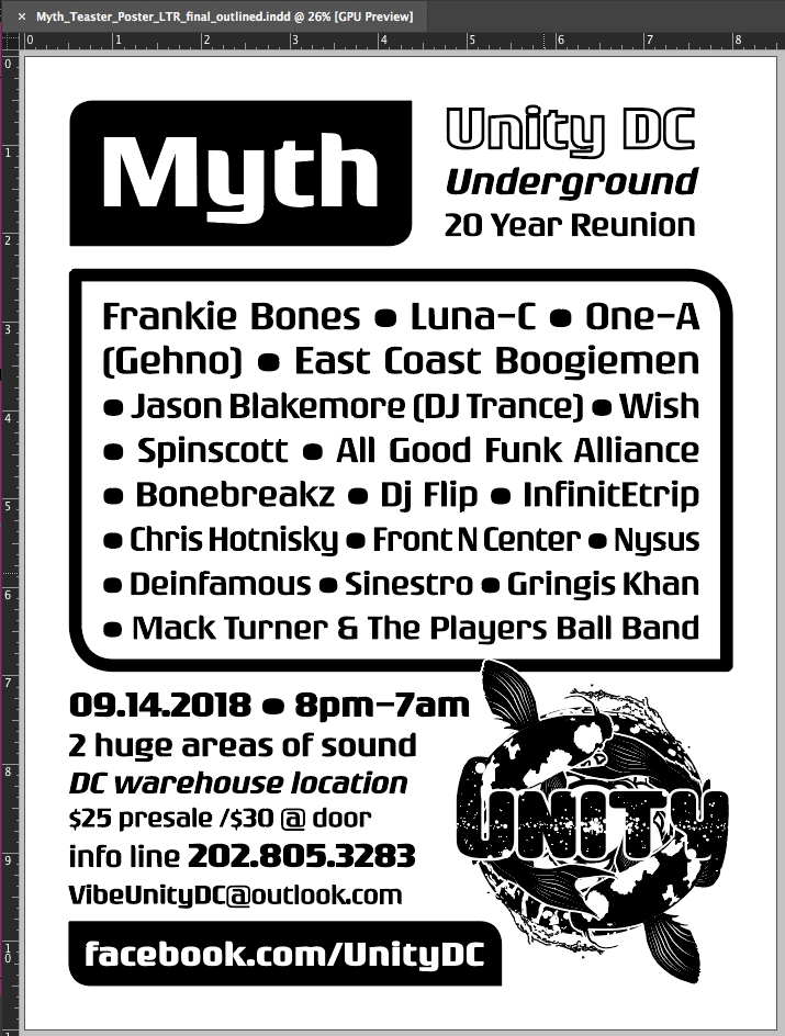 Final Print Design: 8.5x11 Event Announcement Posters - these were printed with black ink on 65 lb. Astrobright card stock