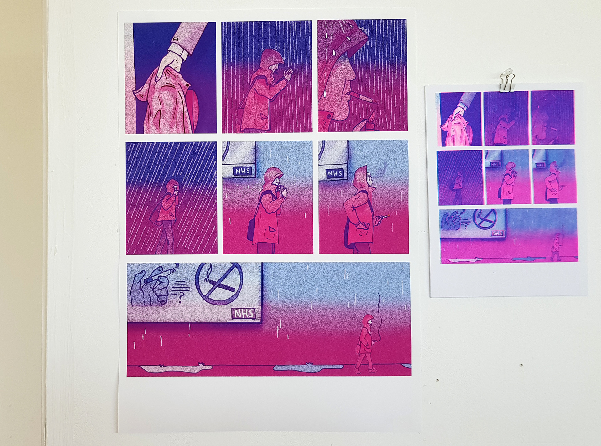 Illustrated comic (A2 Large Formtat print) & selection of risographs.