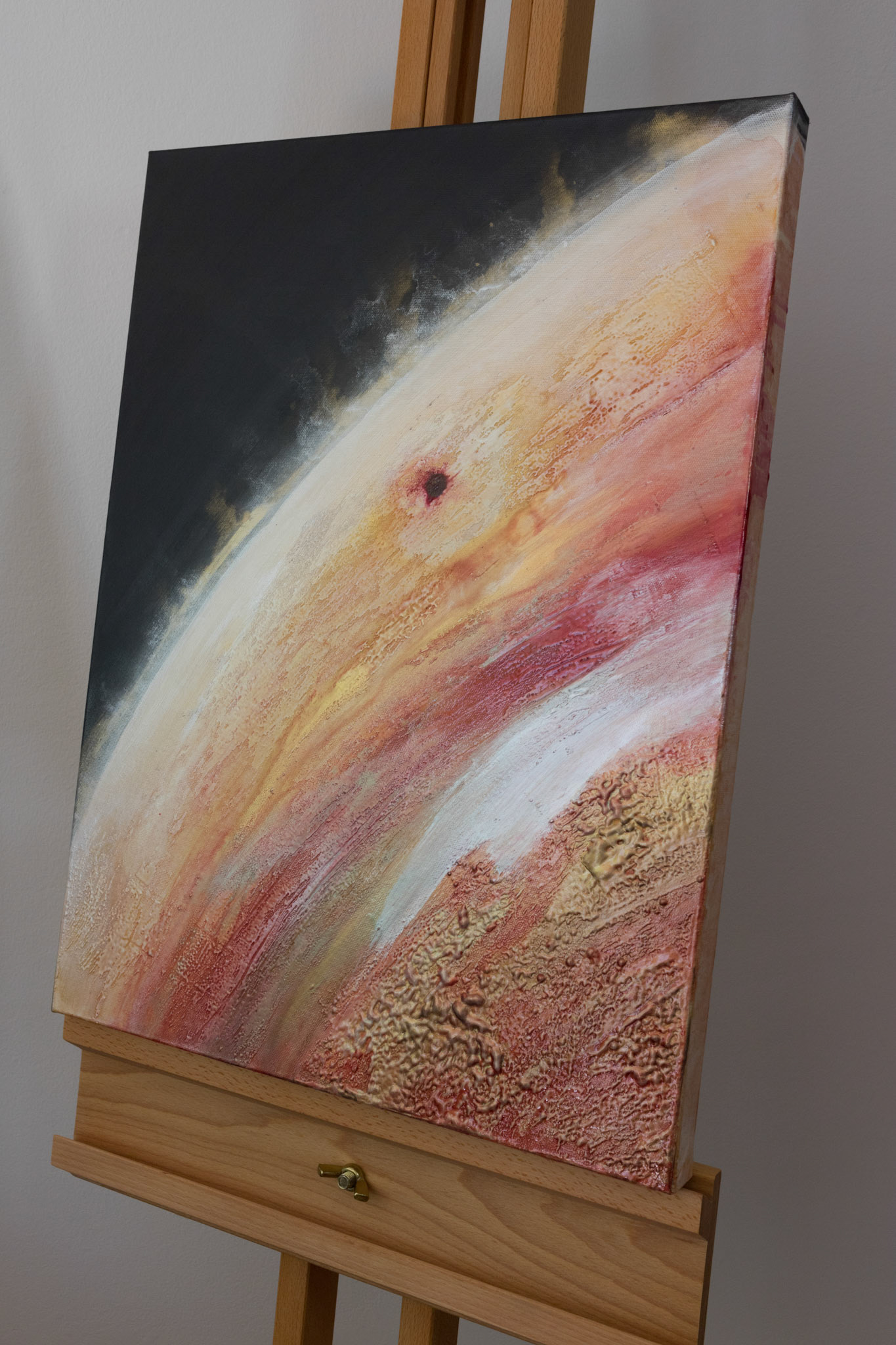 ELKYMY. ‘Dvāpara (द्वापर)’ Acrylic, polyurethane, powdered pigments (Mica) on deep edged stretched canvas. 24 x 18 inches (61 x 46 cm)