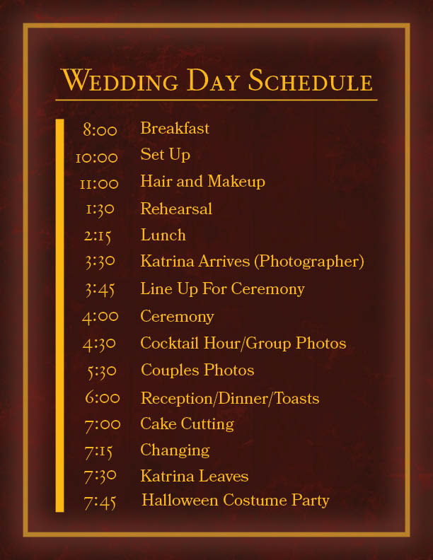 Wedding Schedule