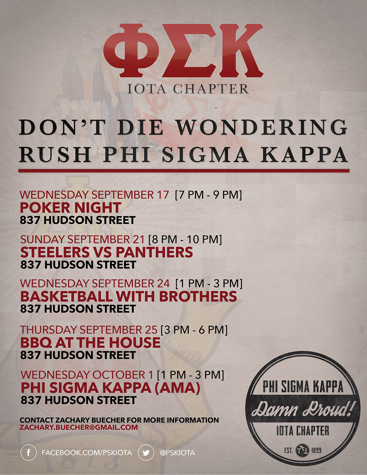 Valentino Ivezaj Phi Sigma Kappa Iota Chapter Recruitment Poster