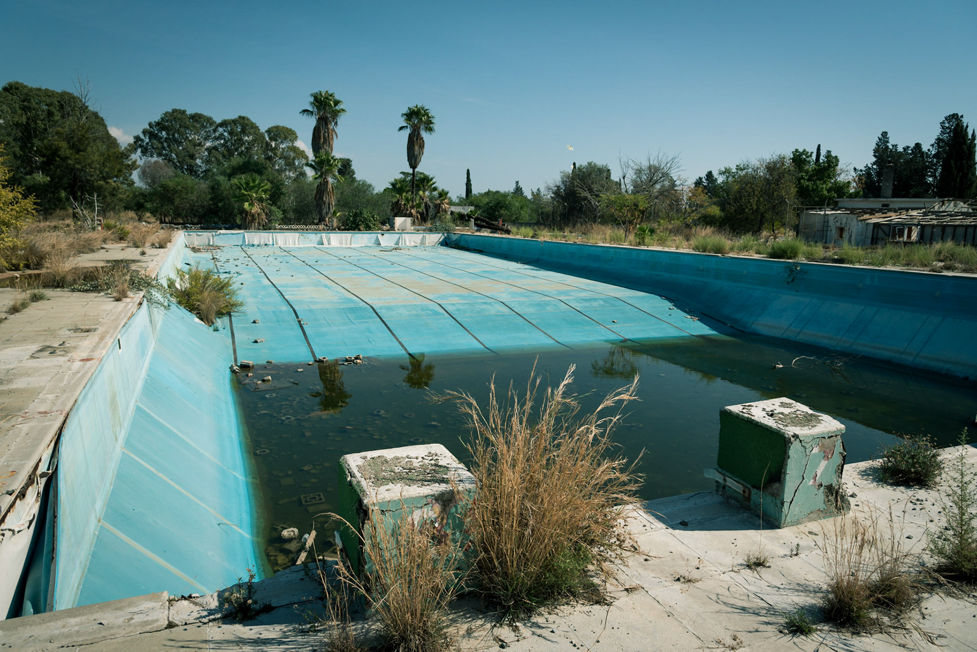 Swimming pool at the abandoned Berengaria Village in Limassol, Cyprus