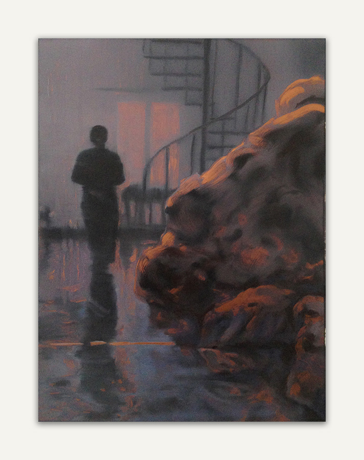 "Insides-outsides", huile sur feuille d'aluminium cuivrée, 40 x 30 cm
