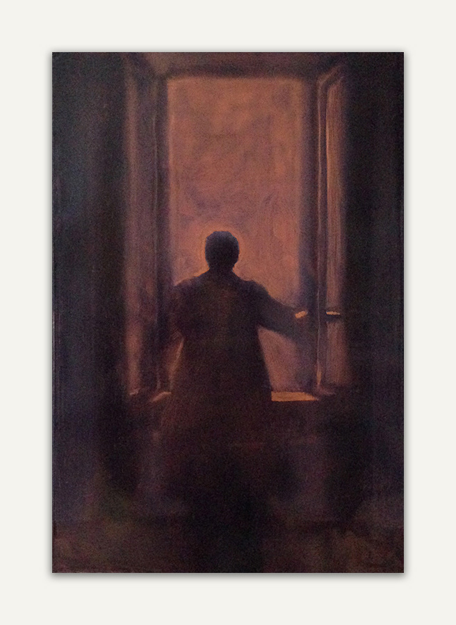 "Insides-outsides", huile sur feuille d'aluminium cuivrée, 30 x 20 cm