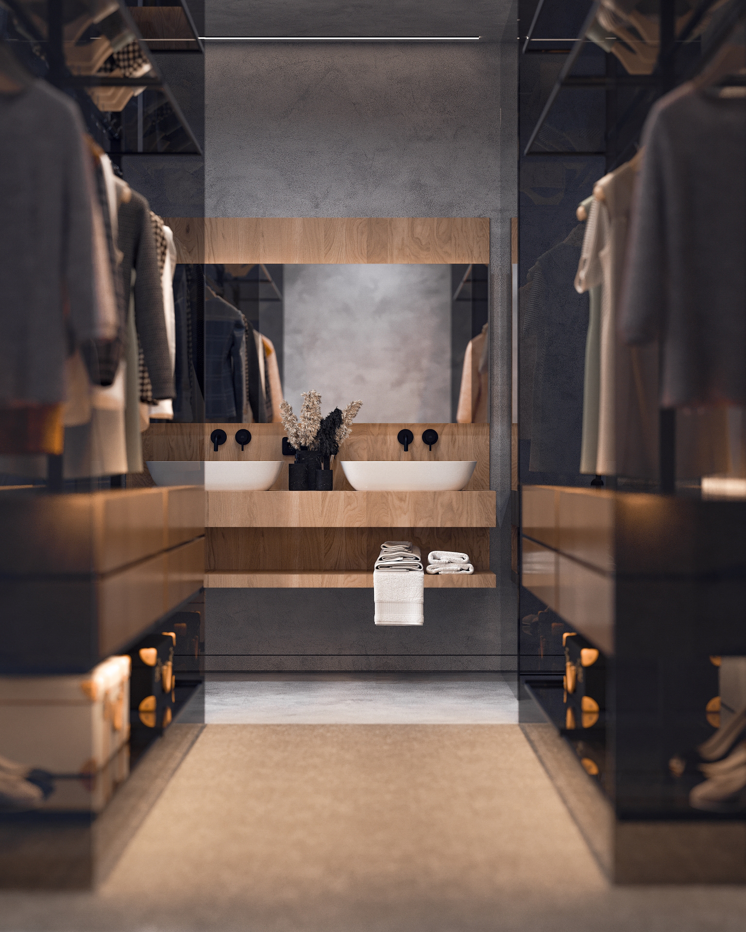 interior nash concrete minimal folding origami wood beton bebitalia graffiti minimalistic living sofa fireplace lighting tv area pot shelves view kitchen island stainless steel armchair master bedroom wardrobe glass tinted bathroom antoniolupi