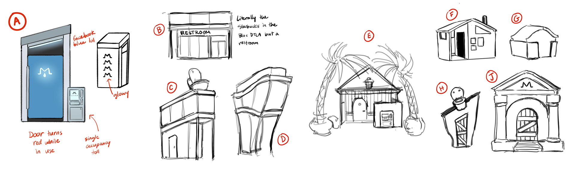 Bathroom concept sketches.
