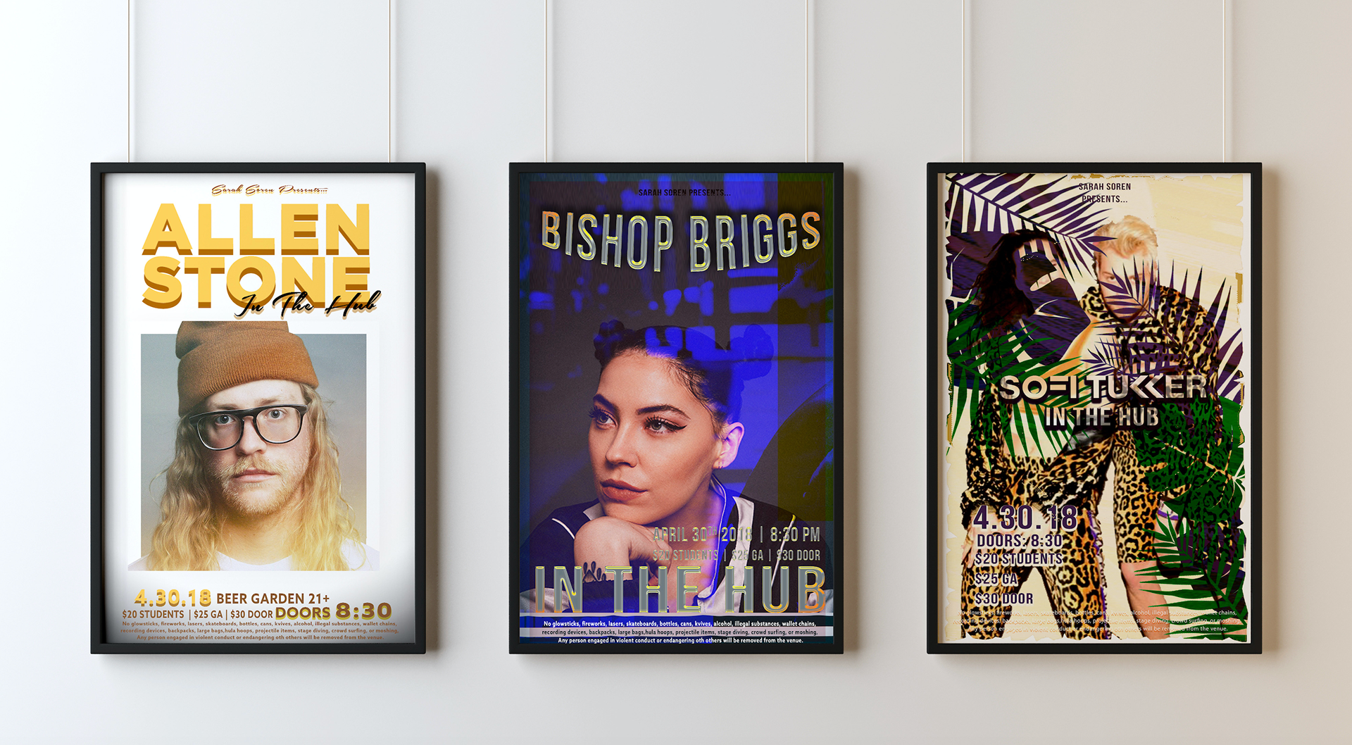 These three posters were created for a graphic design application (PSEUDO POSTERS) :)