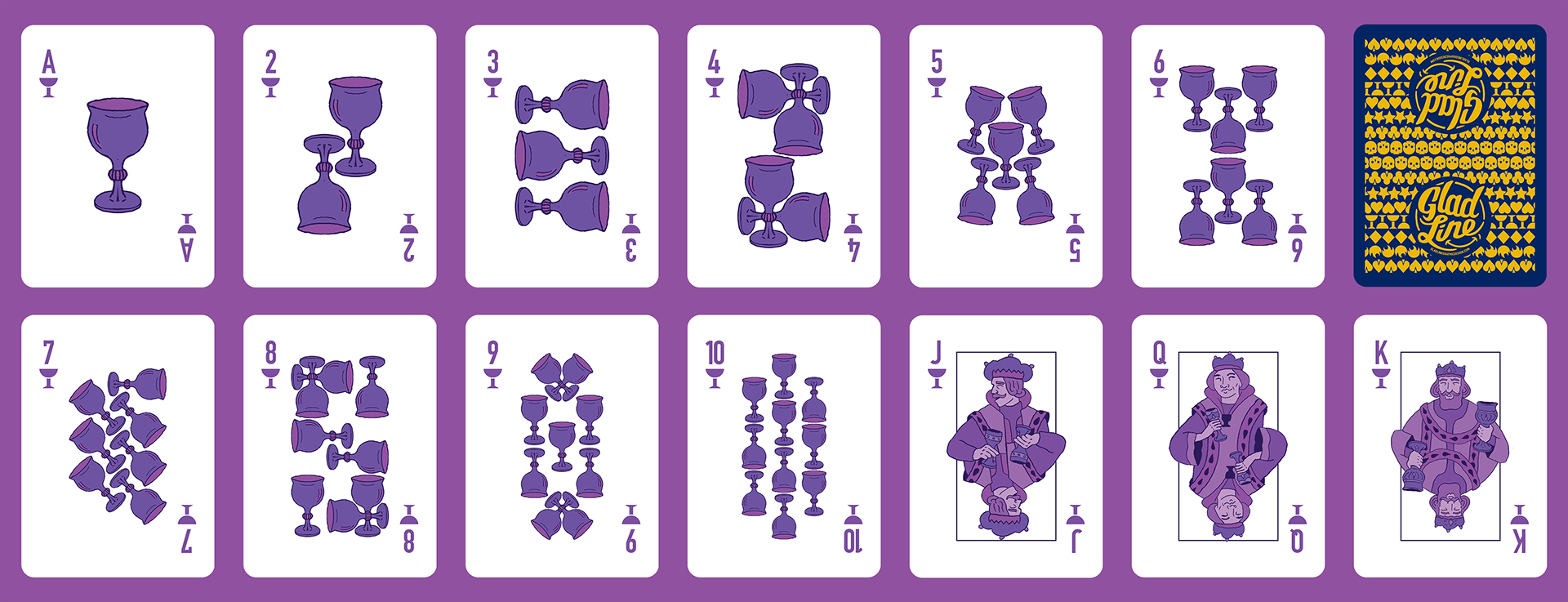 Glad Line 8 Suit Fully Illustrated Playing Card Deck