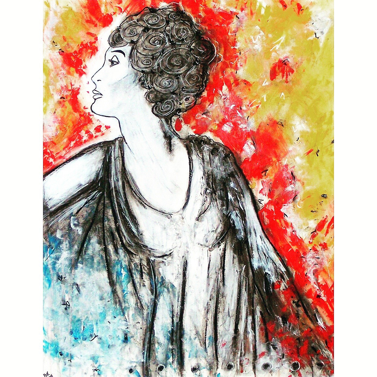 "Juno" Acrylic, Ink, Pastel on Paper, 22x28" (Sold)