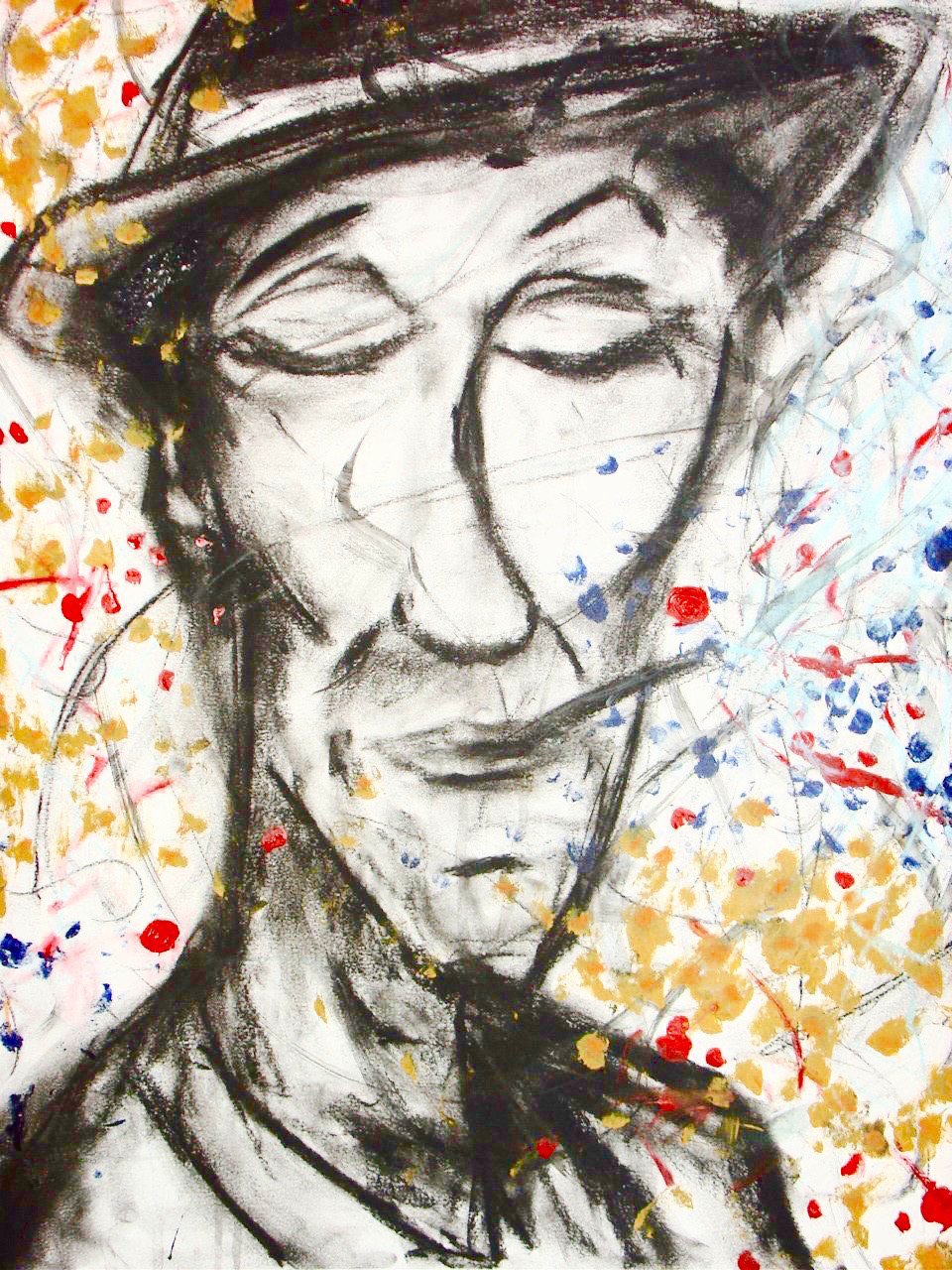 "Blues Brother" Acrylic, Ink, Pastel on Paper 22x28"